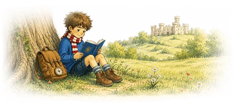 Alfie Reading under tree