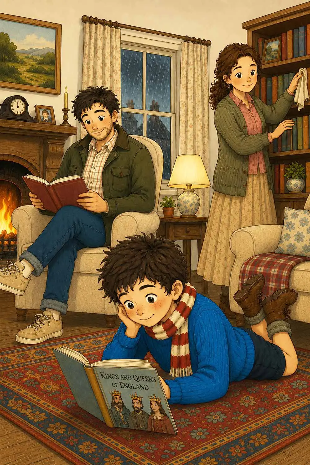Alfie with family in living room