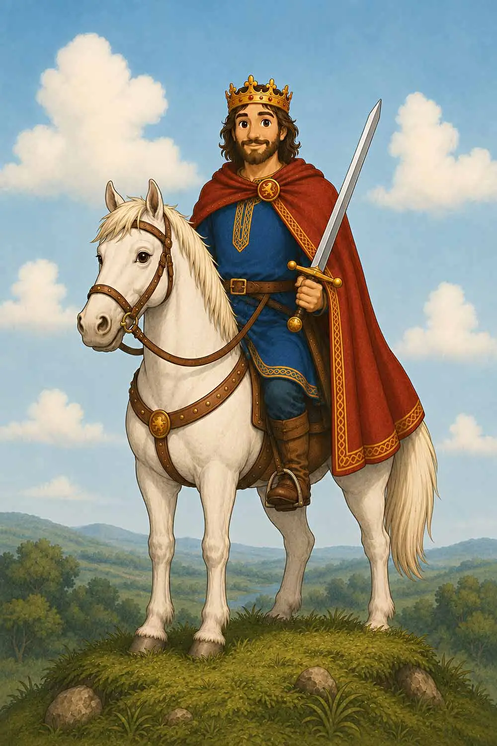 King Alfred on white horse